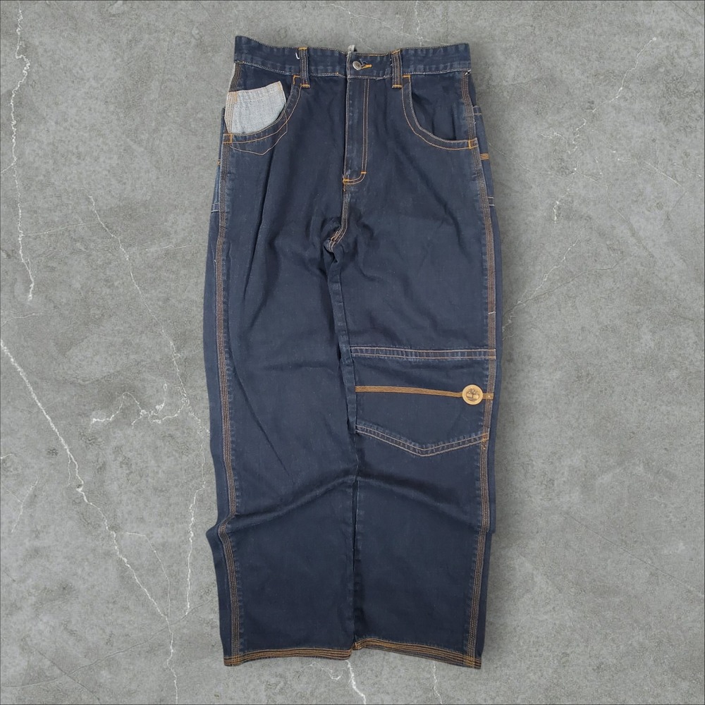 Timberland Jeans Men 34x34 Dark Indigo Contrast Stitch Workwear Y2K Grunge Urban